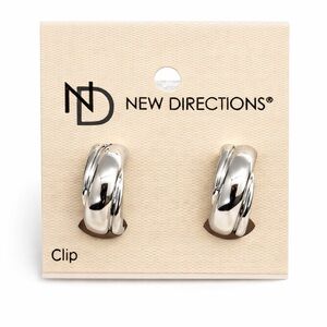 "NEW" New Direction Clip On Twist Cuff Earrings Sliver Tone